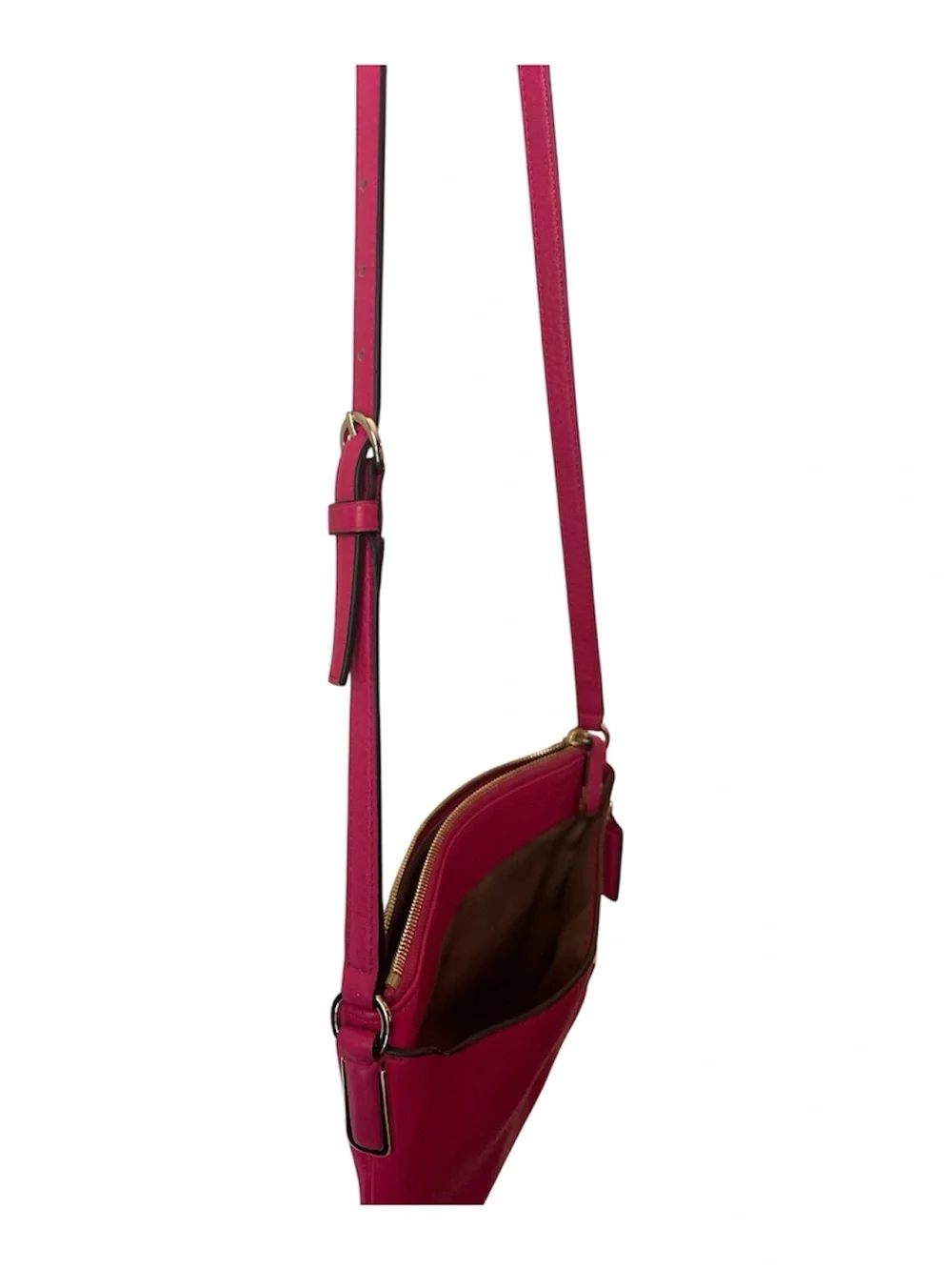 Coach Pebble Leather Crossbody - Fuchsia Pink with Gold Hardware